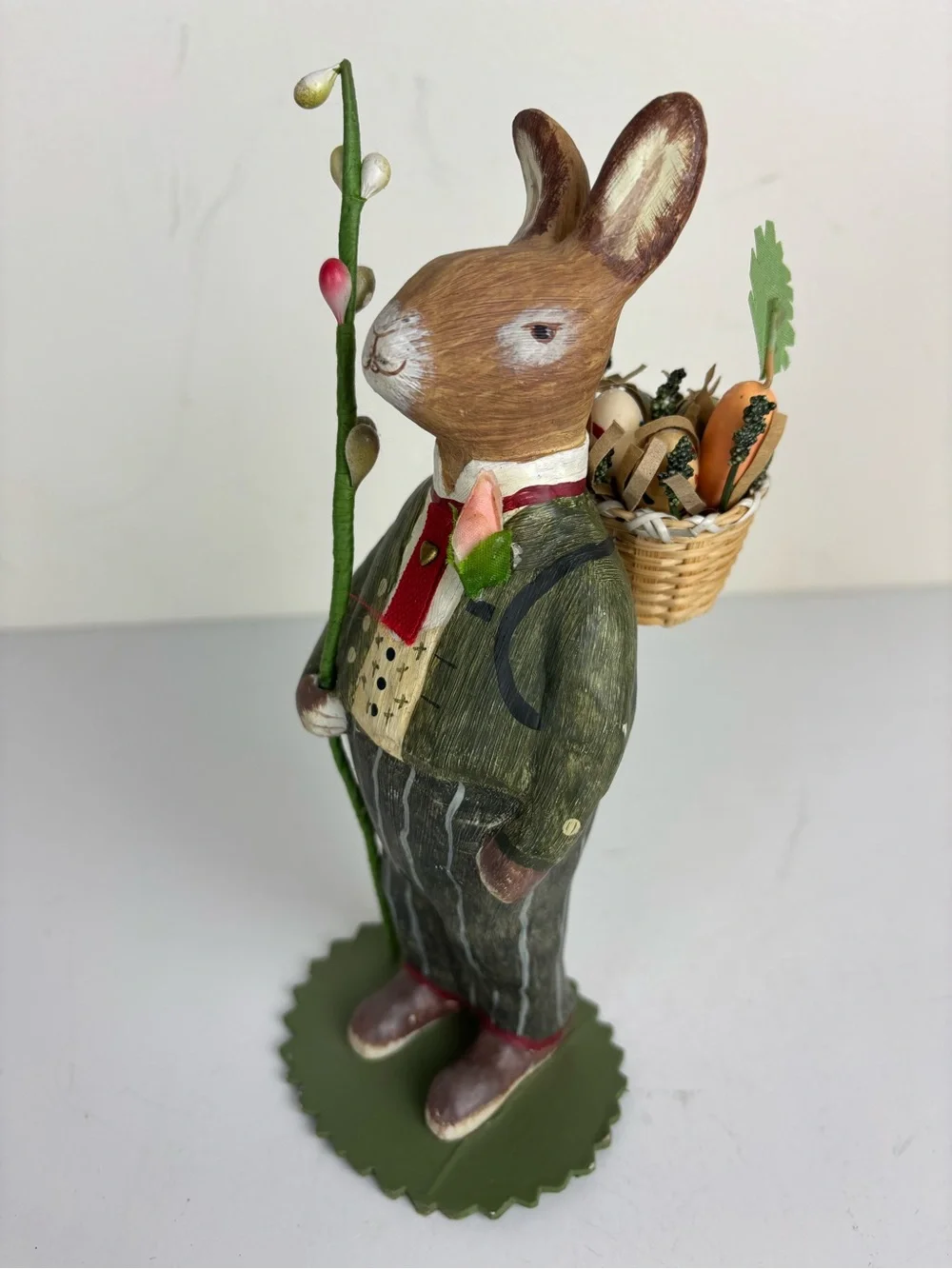 Hallmark Heirloom Bunny by Crista Couch-Dapper Rabbit w basket-8”